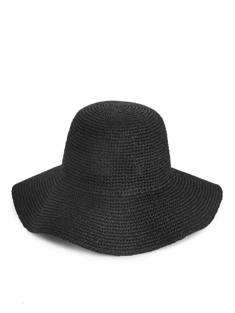 Palarie Arket Crochet Straw Hat Dama Negrii | Romania-RVJI20936