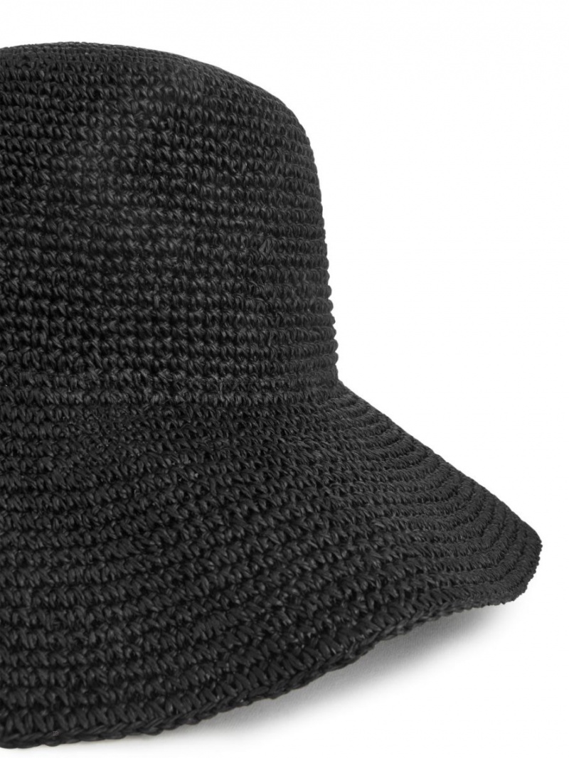 Palarie Arket Crochet Straw Hat Dama Negrii | Romania-RVJI20936