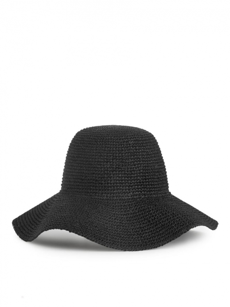 Palarie Arket Crochet Straw Hat Dama Negrii | Romania-RVJI20936