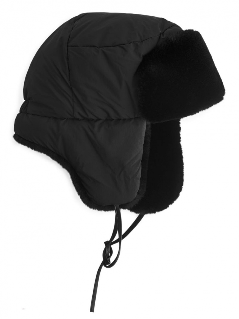 Palarie Arket Faux Fur Trapper Hat Dama Negrii | Romania-NDOU38024