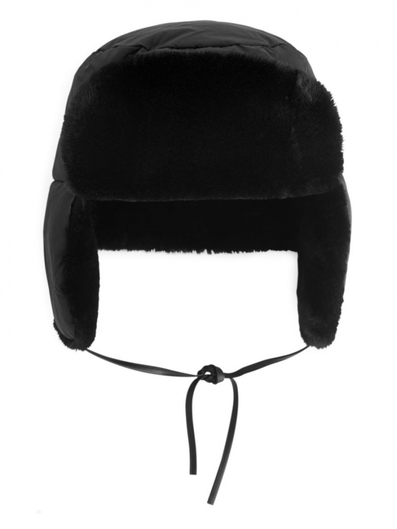 Palarie Arket Faux Fur Trapper Hat Dama Negrii | Romania-NDOU38024