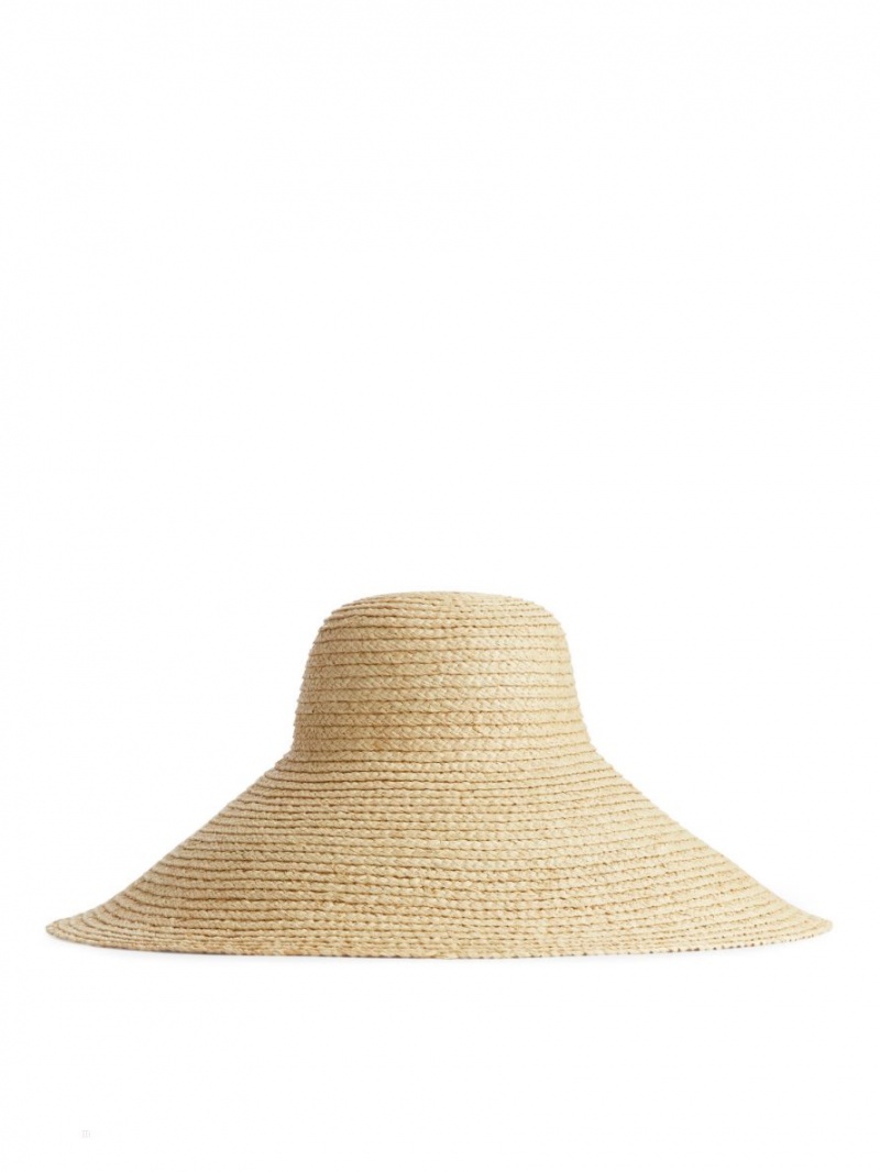 Palarie Arket Largi Brim Straw Hat Dama Bej | Romania-WIOV10672