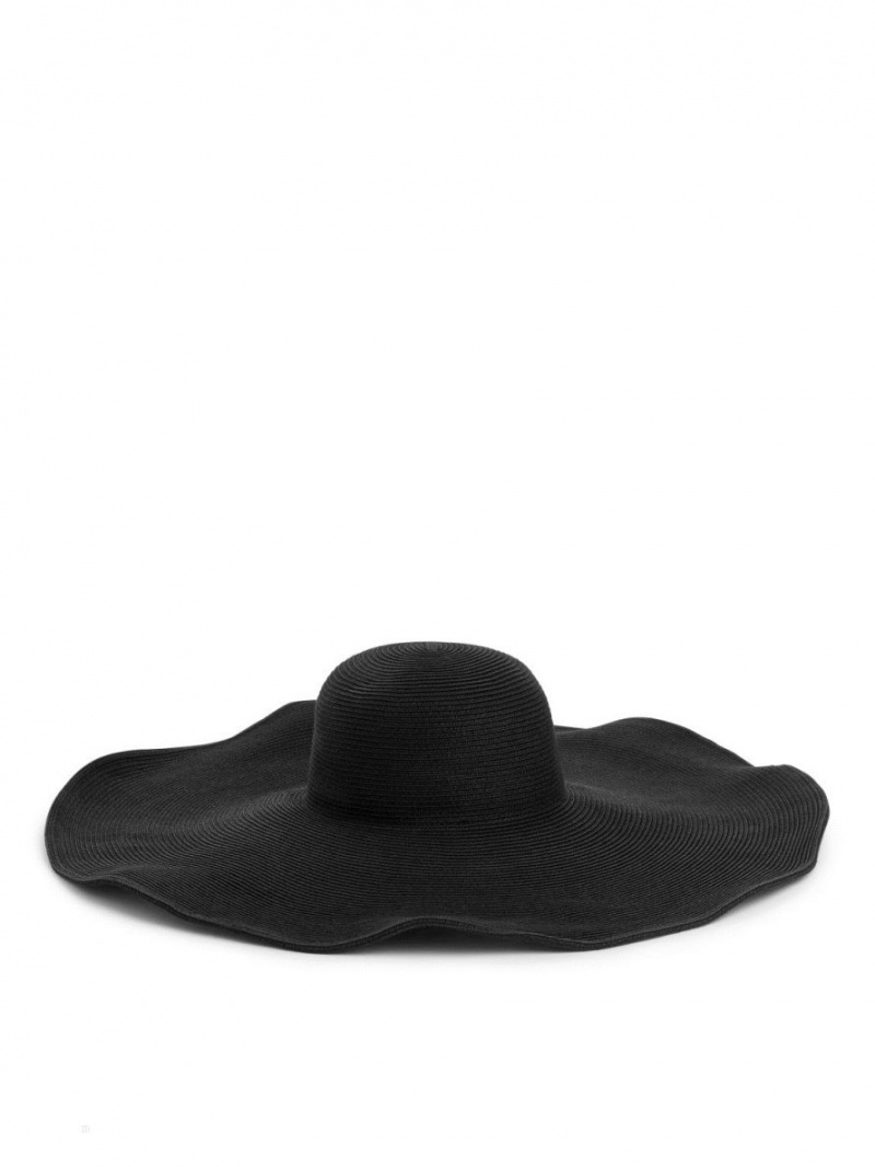 Palarie Arket Largi Brim Straw Hat Dama Negrii | Romania-CLGS84921