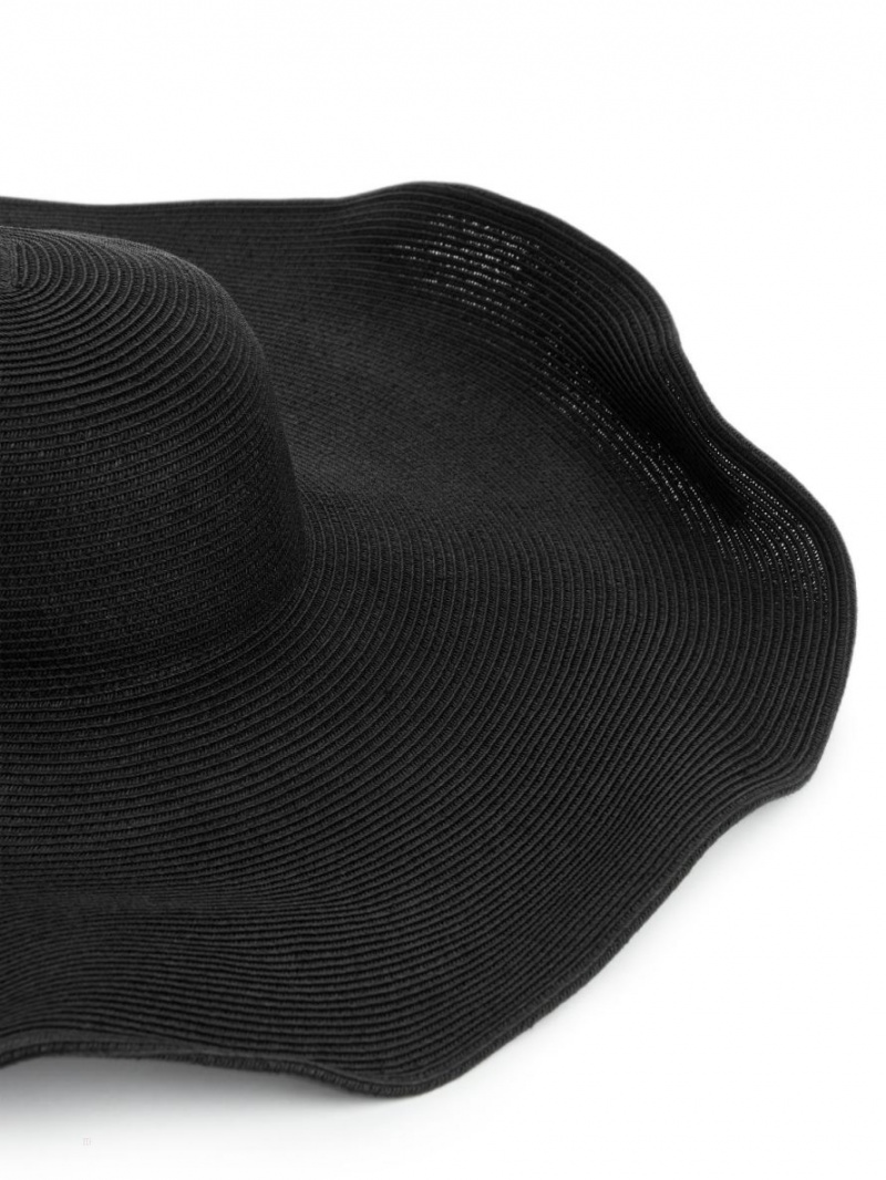 Palarie Arket Largi Brim Straw Hat Dama Negrii | Romania-CLGS84921