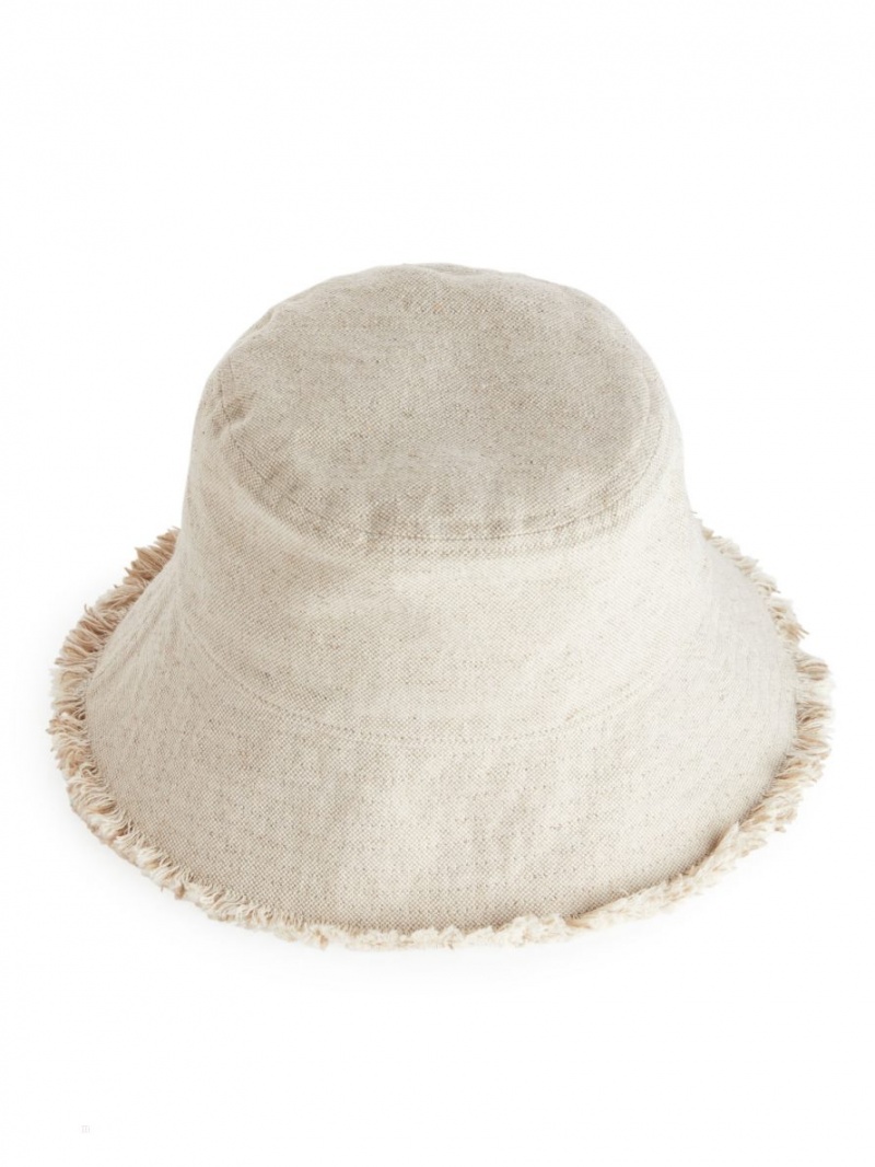 Palarie Arket Linen Blend Bucket Hat Dama Bej | Romania-CBGF47290
