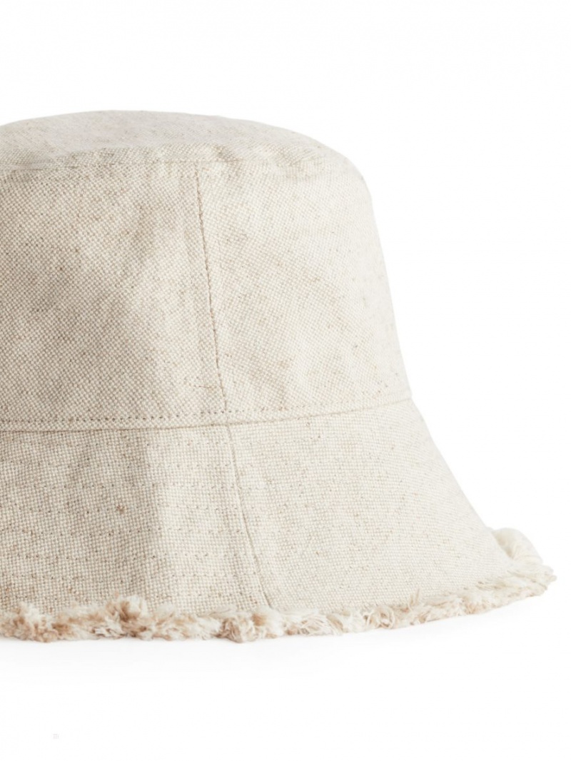 Palarie Arket Linen Blend Bucket Hat Dama Bej | Romania-CBGF47290