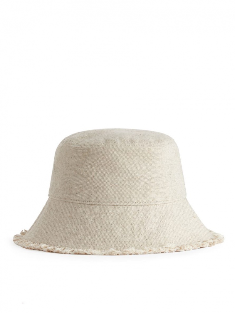 Palarie Arket Linen Blend Bucket Hat Dama Bej | Romania-CBGF47290