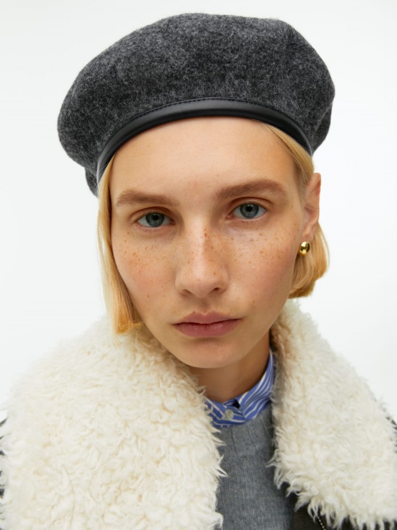 Palarie Arket Lână Beret Dama Gri Inchis | Romania-QHUB94637