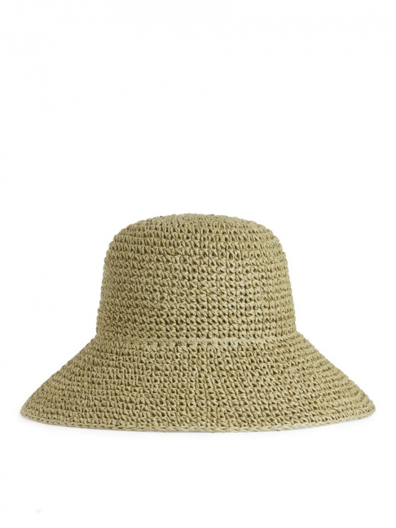 Palarie Arket Straw Hat Dama Kaki Verzi | Romania-UAQR35840
