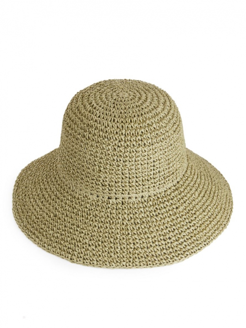 Palarie Arket Straw Hat Dama Kaki Verzi | Romania-UAQR35840