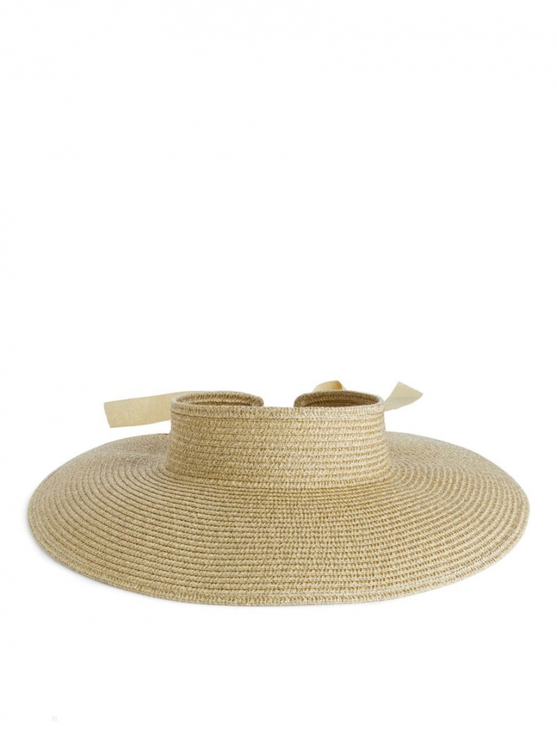 Palarie Arket Straw Sun Visor Dama Aurii | Romania-EHCB62795