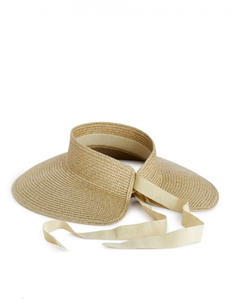 Palarie Arket Straw Sun Visor Dama Aurii | Romania-EHCB62795