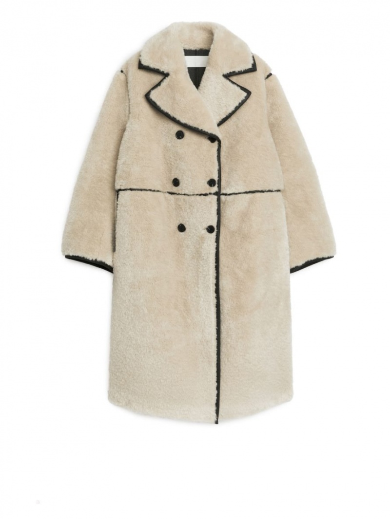 Palton Arket Faux Fur Dama Bej | Romania-SAIF36972