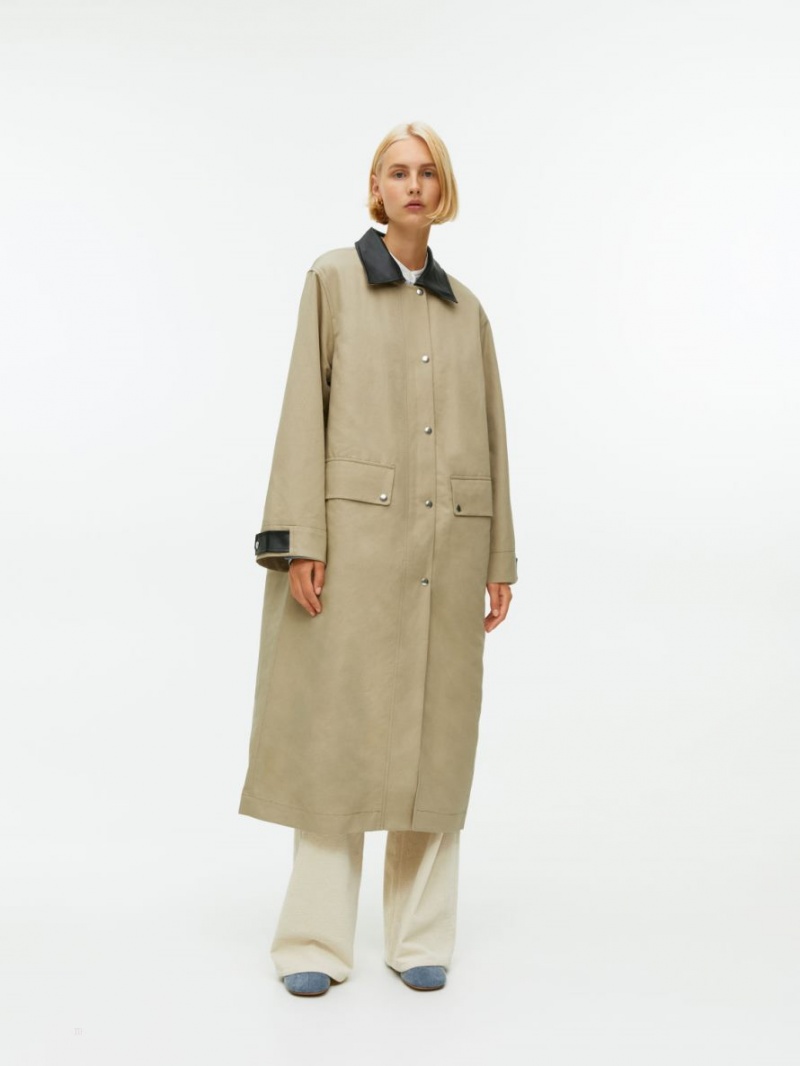 Palton Arket Maxi Linen-Bumbac Dama Bej | Romania-JSBQ59768