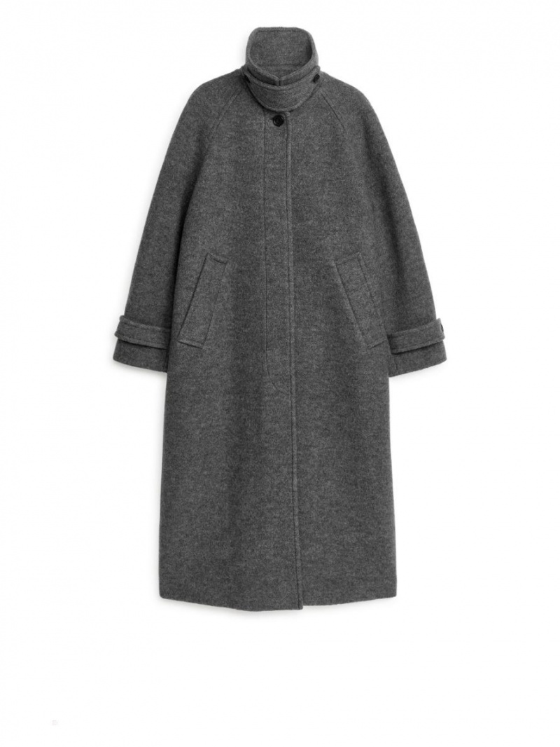 Palton Arket Oversized Lână Dama Gri | Romania-FEIH34987