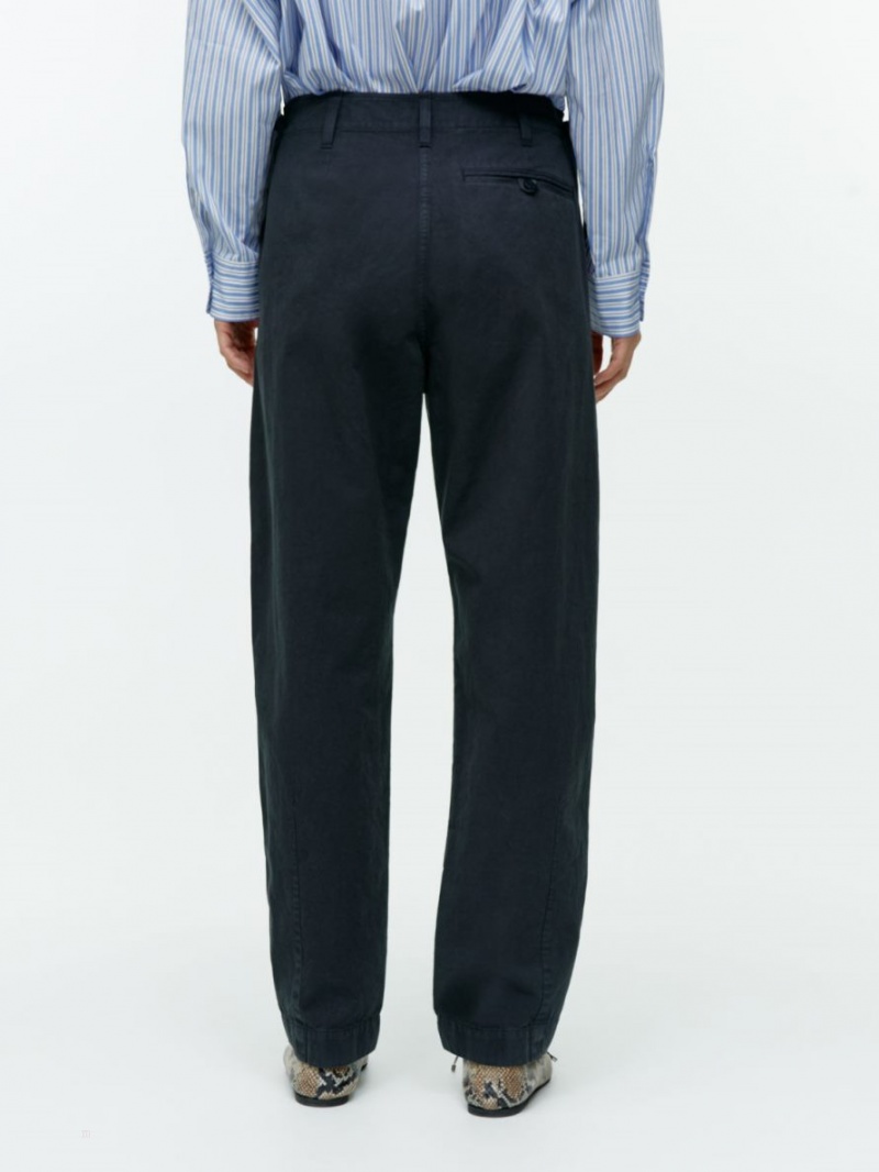 Pantaloni Arket Barrel Leg Bumbac Chinos Dama Negrii | Romania-TOQP32905