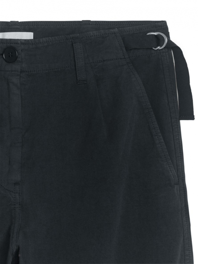Pantaloni Arket Barrel Leg Bumbac Chinos Dama Negrii | Romania-TOQP32905
