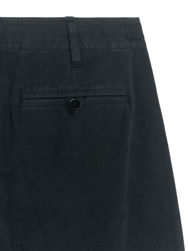 Pantaloni Arket Barrel Leg Bumbac Chinos Dama Negrii | Romania-TOQP32905