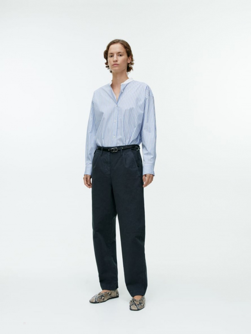 Pantaloni Arket Barrel Leg Bumbac Chinos Dama Negrii | Romania-TOQP32905