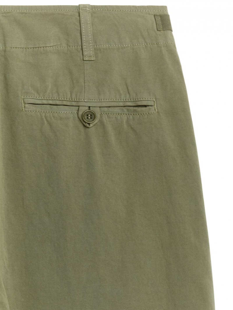 Pantaloni Arket Barrel Leg Bumbac Chinos Dama Kaki Verzi | Romania-SDJN79280