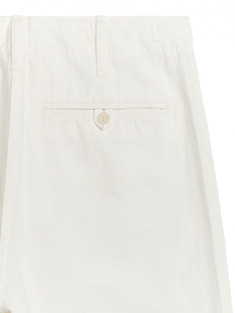 Pantaloni Arket Barrel Leg Bumbac Chinos Dama Albi | Romania-EQMI15923