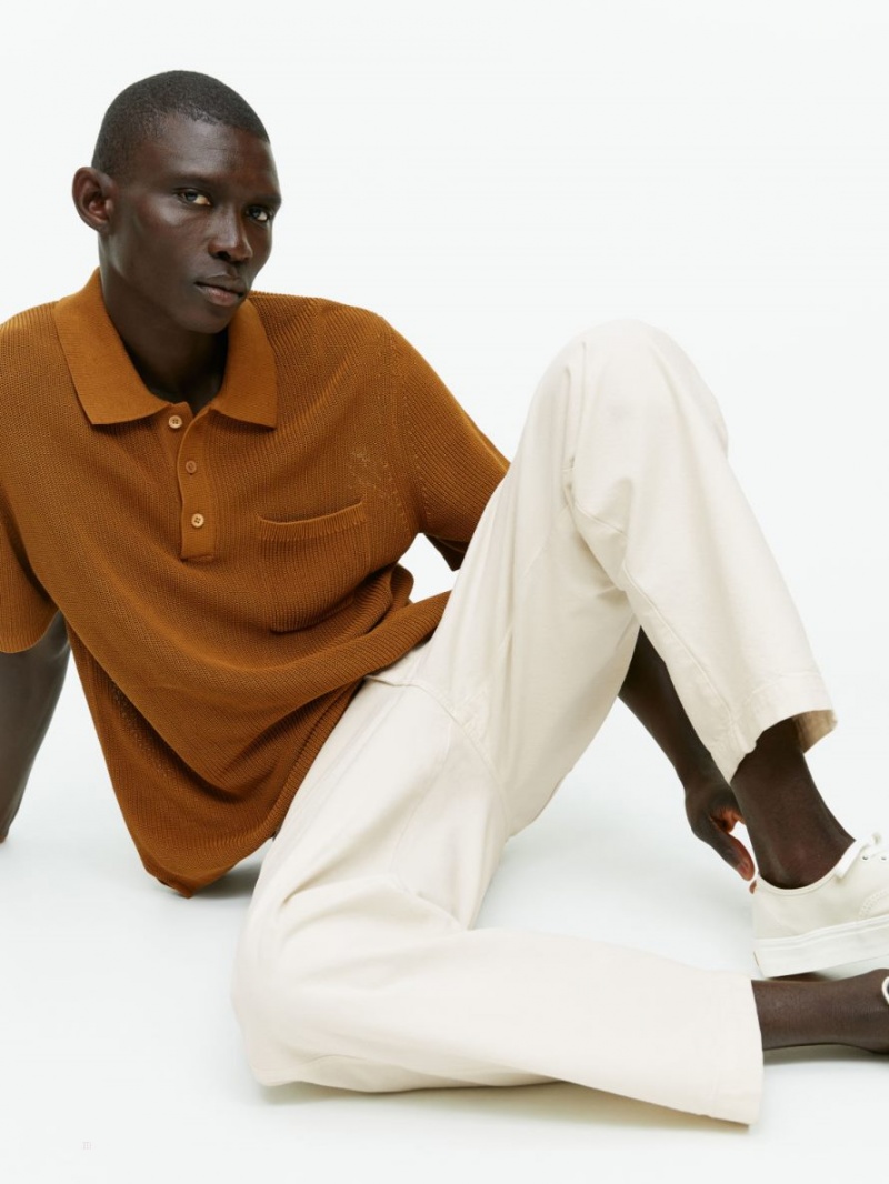 Pantaloni Arket Bumbac Barbati Albi | Romania-LEWS09761