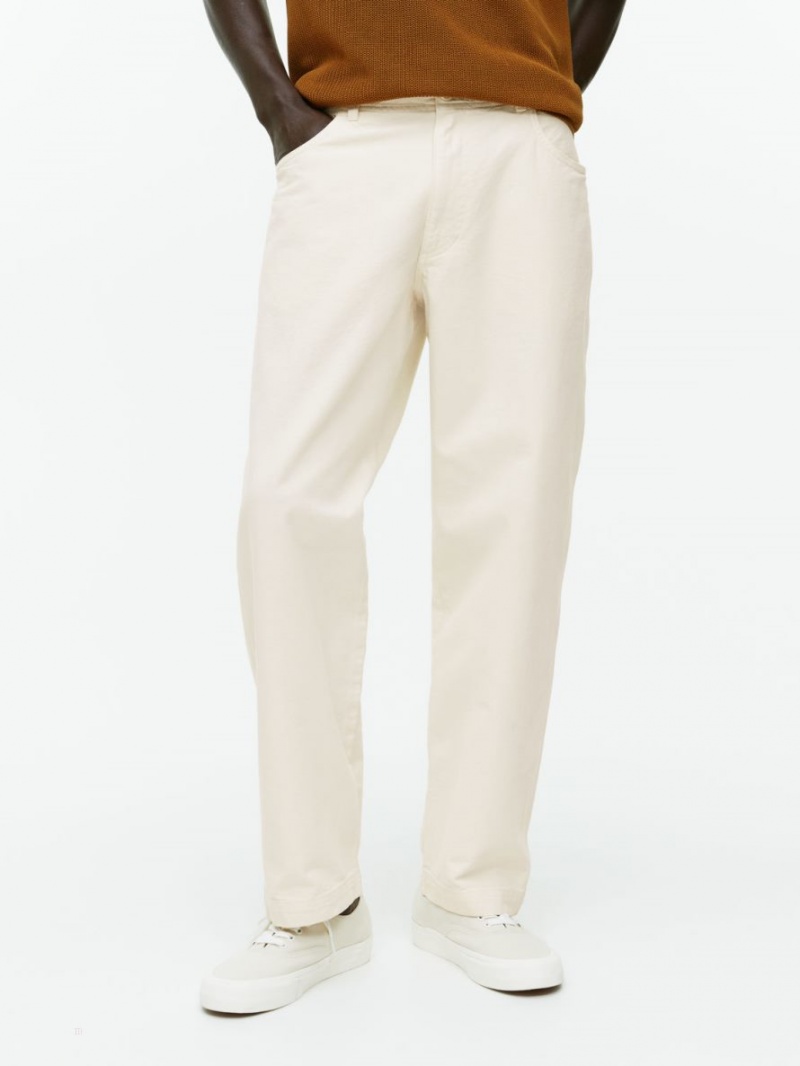 Pantaloni Arket Bumbac Barbati Albi | Romania-LEWS09761