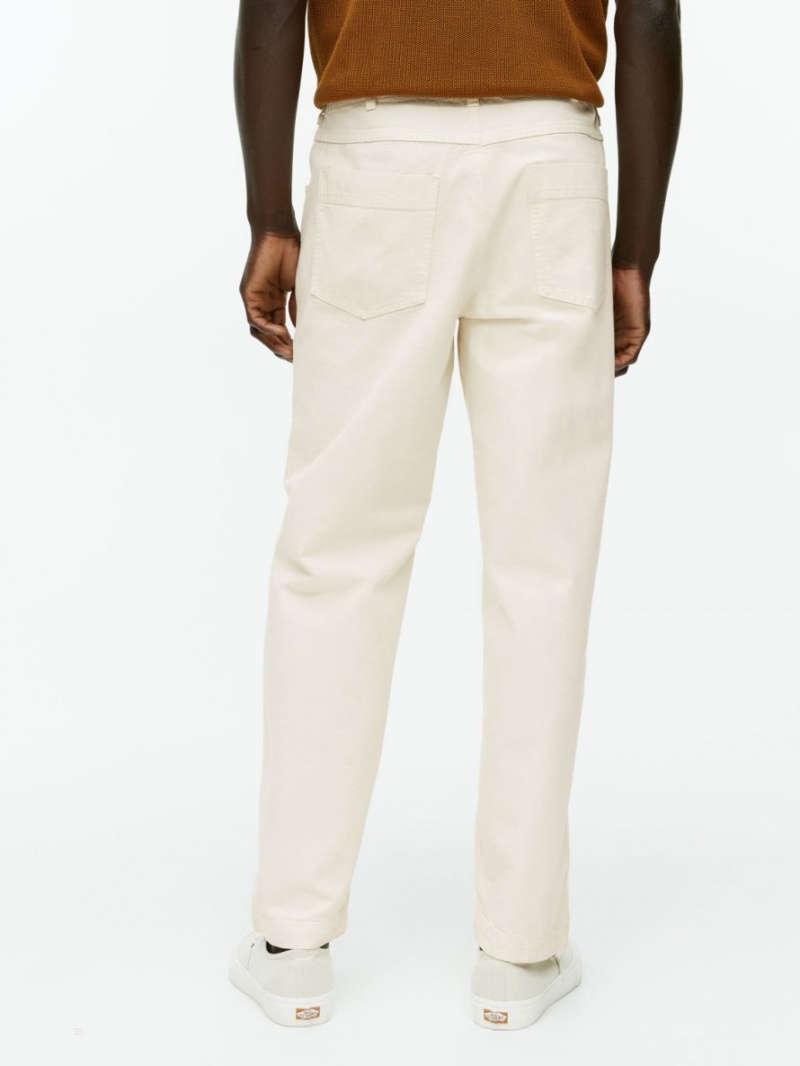 Pantaloni Arket Bumbac Barbati Albi | Romania-LEWS09761