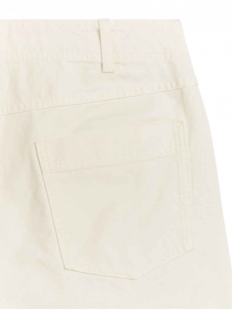 Pantaloni Arket Bumbac Barbati Albi | Romania-LEWS09761