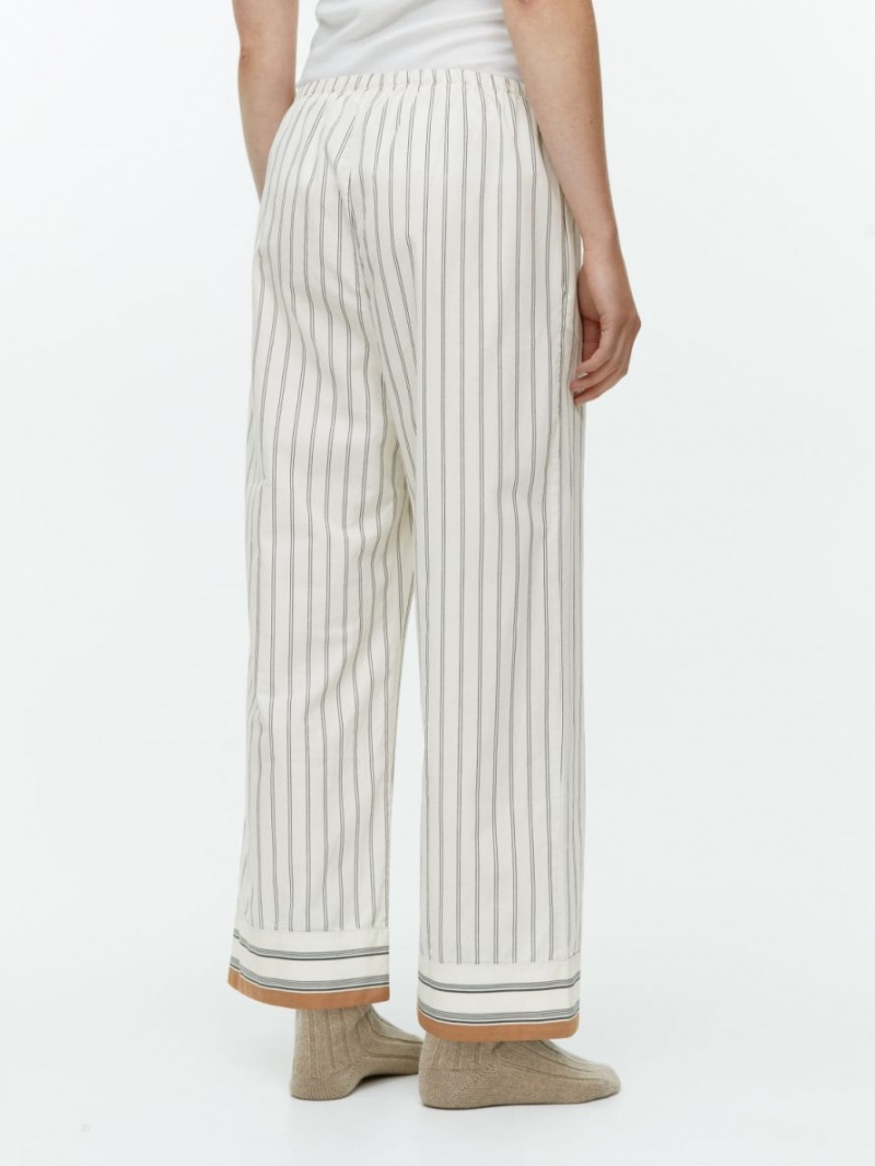Pantaloni Arket Bumbac Pyjama Dama Albi | Romania-KGMA67801