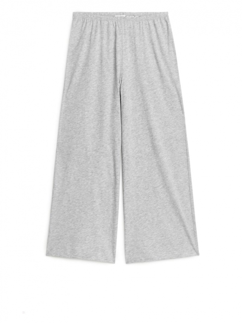 Pantaloni Arket Bumbac Pyjama Dama Gri | Romania-YPUV81627