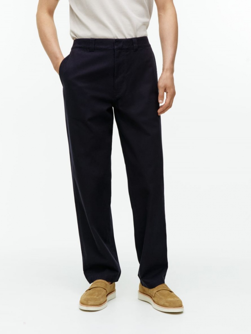 Pantaloni Arket Bumbac Twill Barbati Albastri Inchis | Romania-IJQH94251