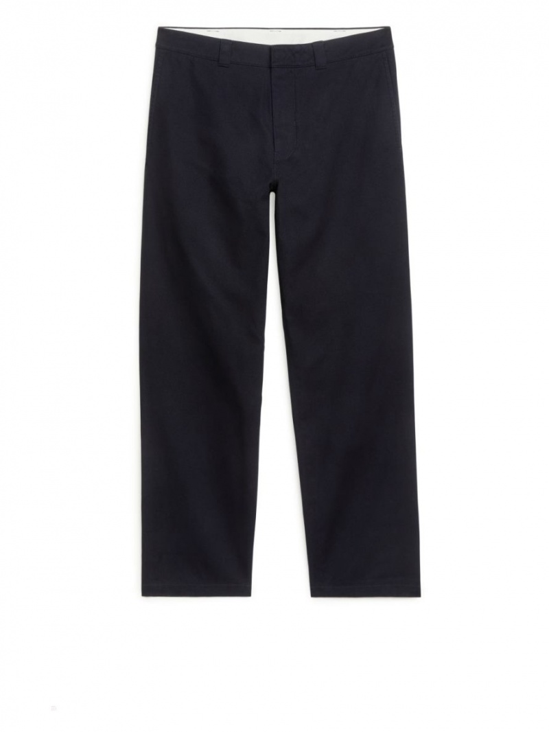 Pantaloni Arket Bumbac Twill Barbati Albastri Inchis | Romania-IJQH94251