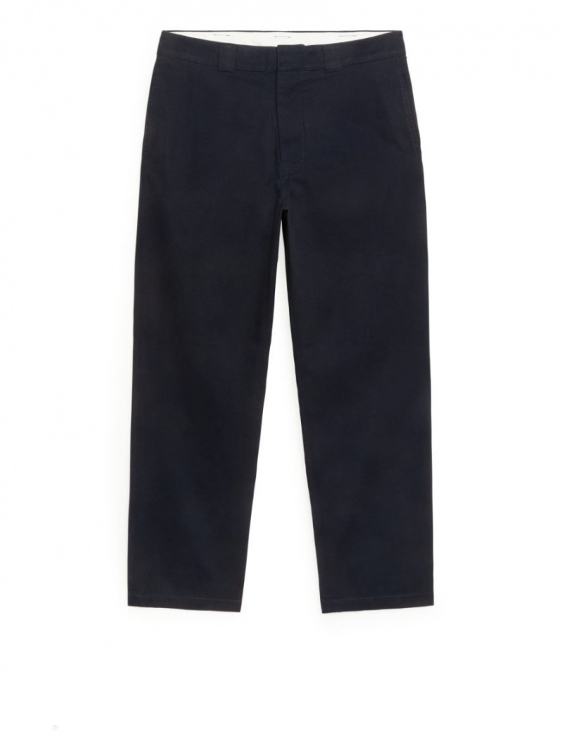 Pantaloni Arket Bumbac Twill Barbati Albastri Inchis | Romania-IJQH94251