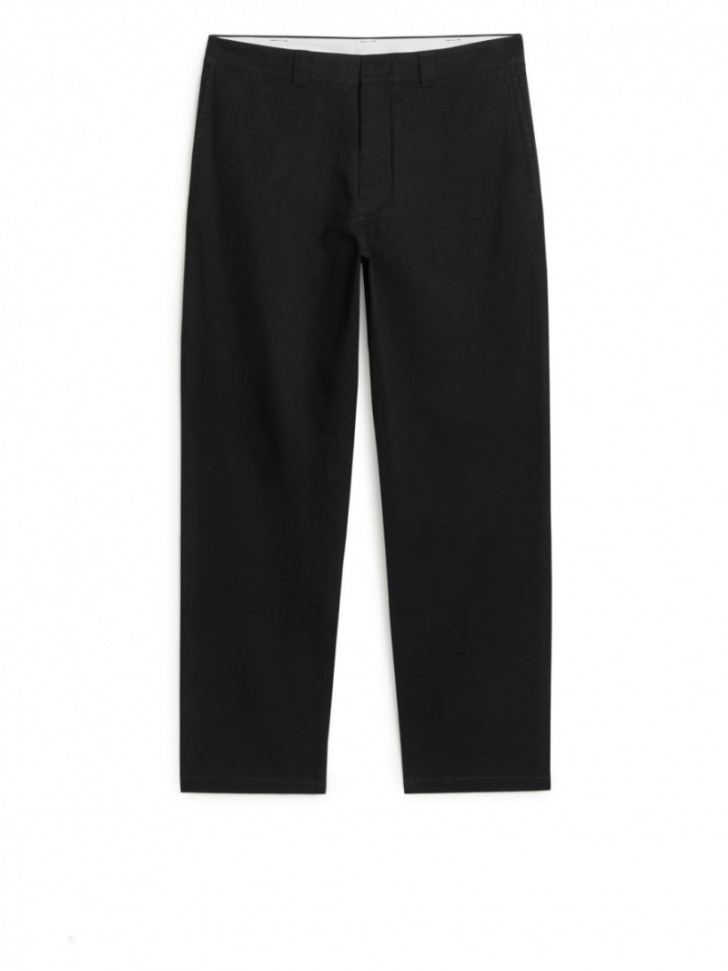 Pantaloni Arket Bumbac Twill Barbati Negrii | Romania-OTFM48590