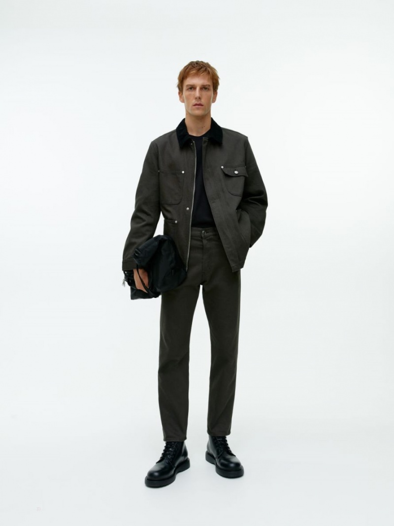 Pantaloni Arket COAST Relaxed Bedford Barbati Negrii | Romania-APVX28340