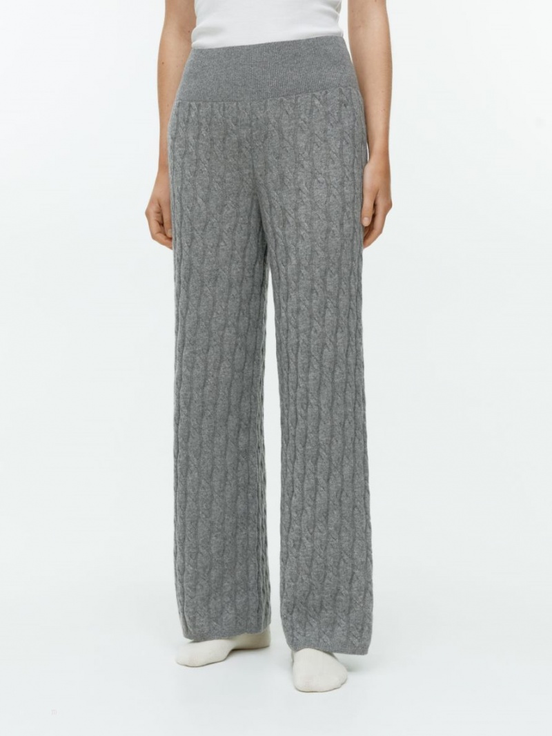 Pantaloni Arket Cashmere Cable-Knit Dama Gri | Romania-SHFE85742