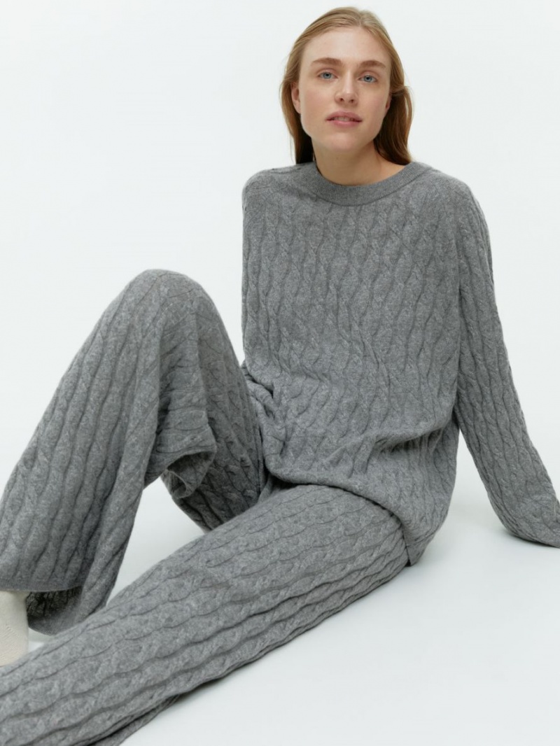Pantaloni Arket Cashmere Cable-Knit Dama Gri | Romania-SHFE85742