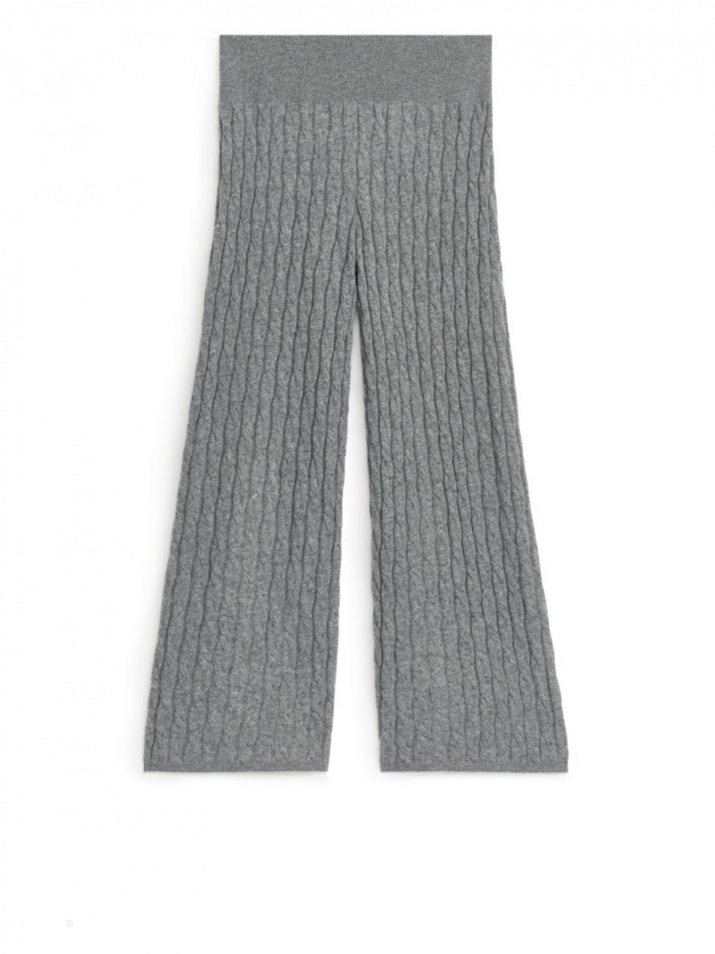 Pantaloni Arket Cashmere Cable-Knit Dama Gri | Romania-SHFE85742