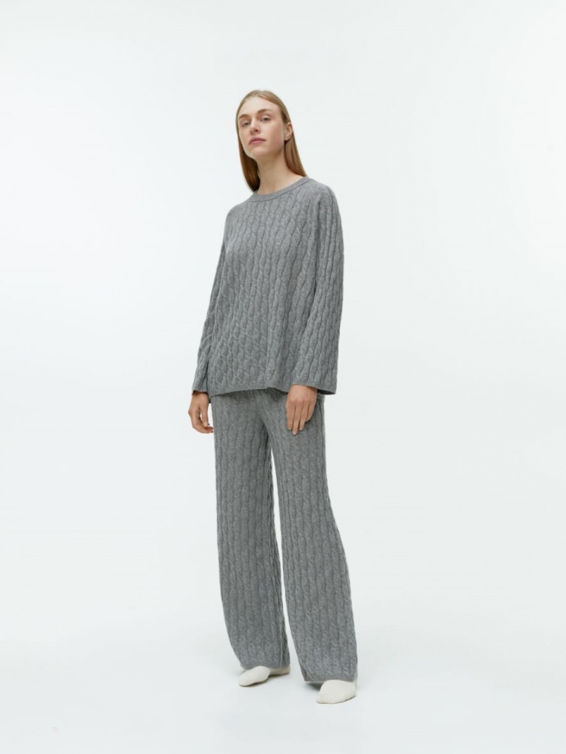 Pantaloni Arket Cashmere Cable-Knit Dama Gri | Romania-SHFE85742