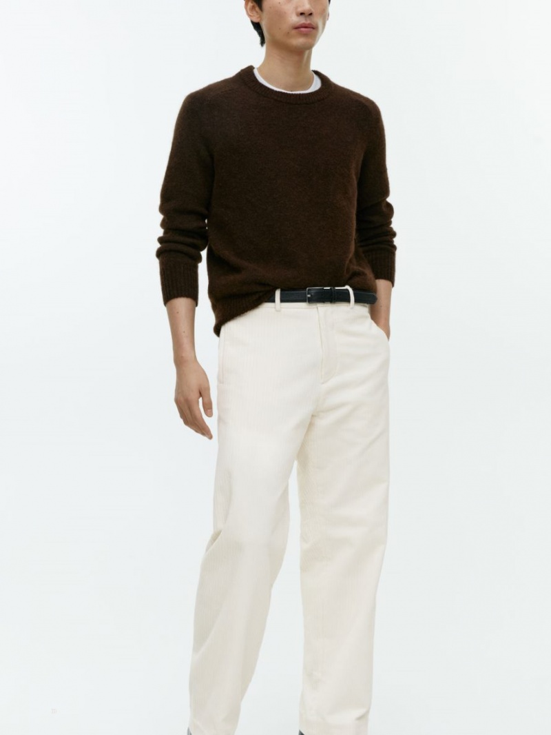 Pantaloni Arket Corduroy Barbati Albi | Romania-VUQZ20493
