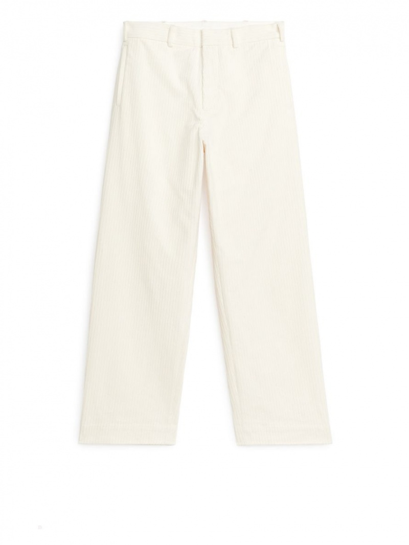 Pantaloni Arket Corduroy Barbati Albi | Romania-VUQZ20493