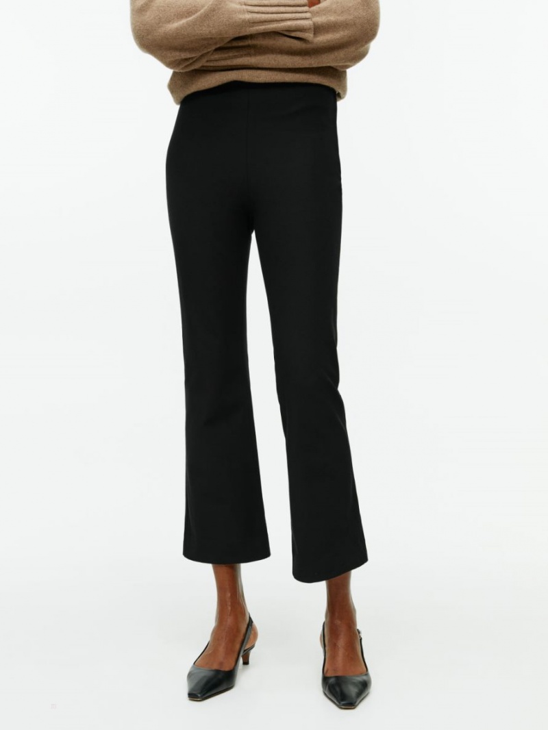 Pantaloni Arket Cropped Bumbac Stretch Dama Negrii | Romania-DZEA74910