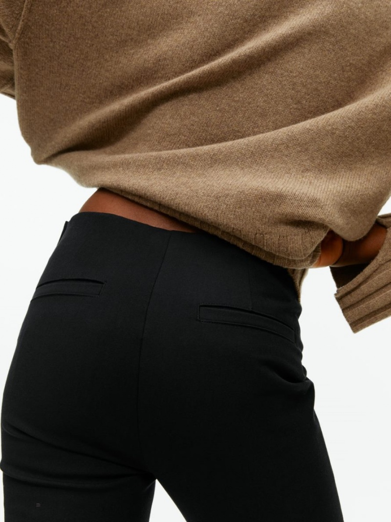 Pantaloni Arket Cropped Bumbac Stretch Dama Negrii | Romania-DZEA74910
