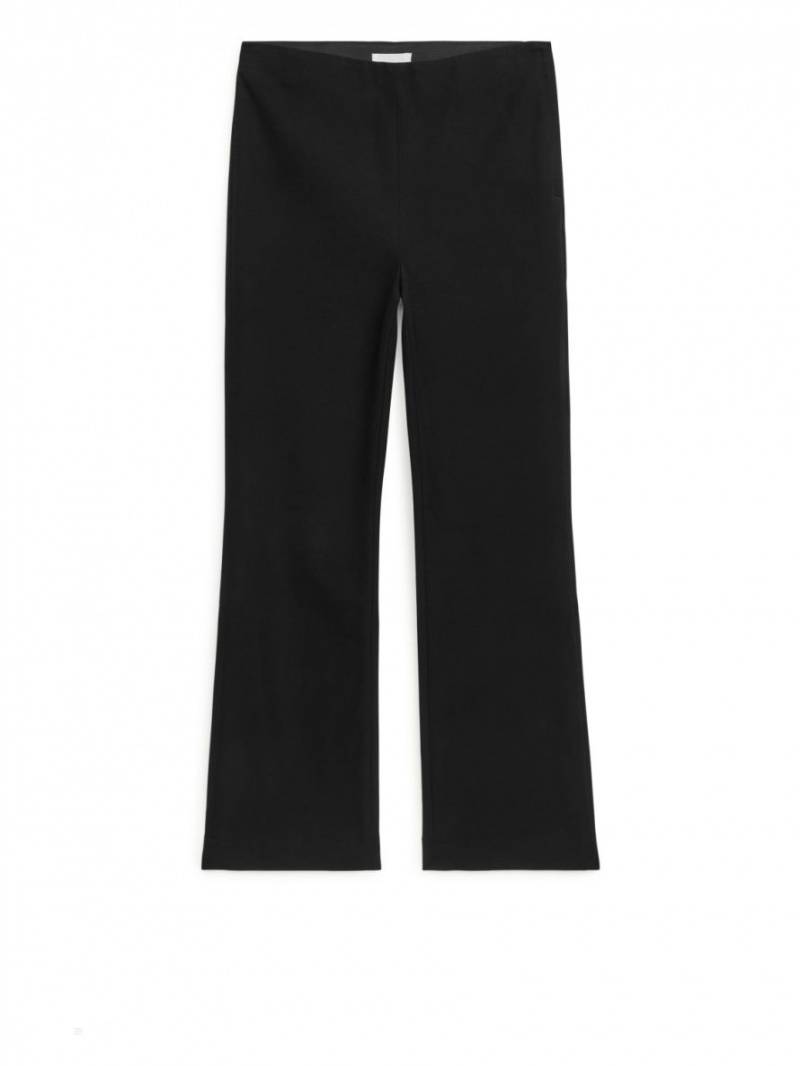 Pantaloni Arket Cropped Bumbac Stretch Dama Negrii | Romania-DZEA74910
