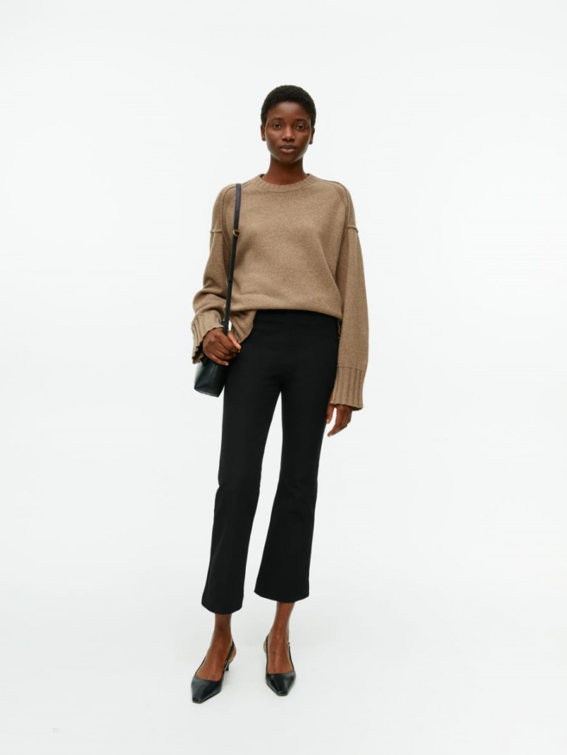 Pantaloni Arket Cropped Bumbac Stretch Dama Negrii | Romania-DZEA74910