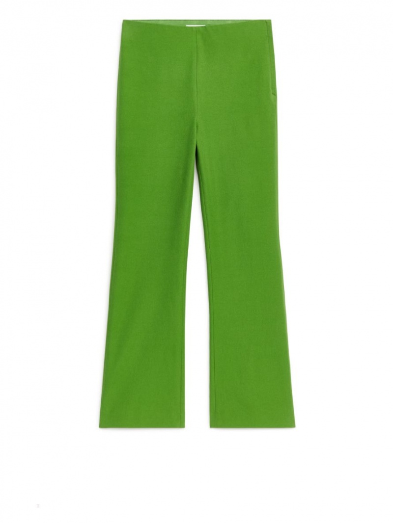Pantaloni Arket Cropped Bumbac Stretch Dama Verzi | Romania-JCXD38406