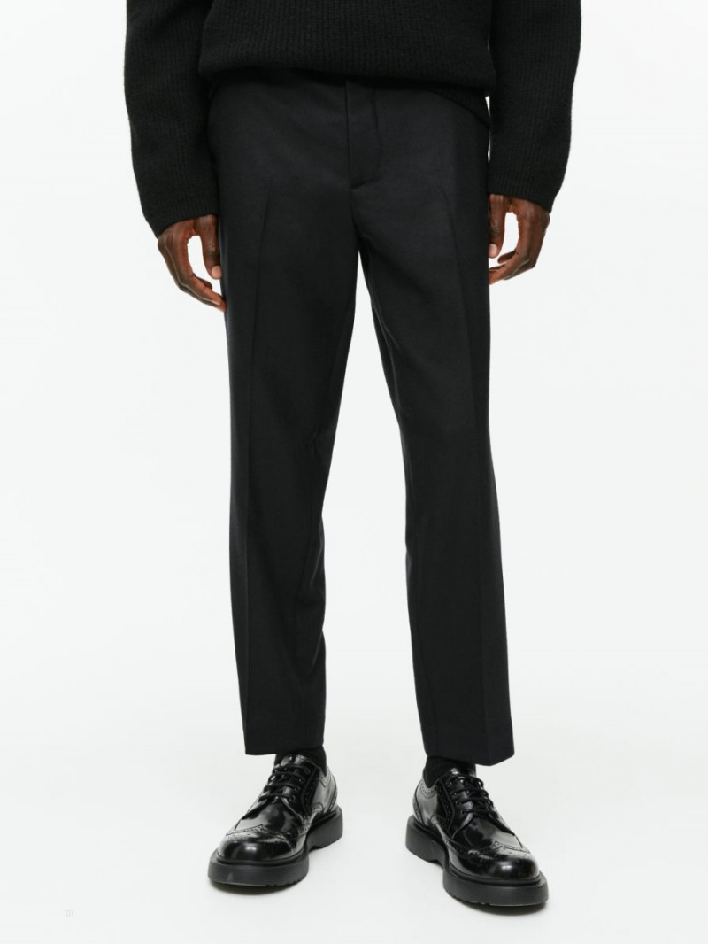 Pantaloni Arket Cropped Tapered Lână Barbati Negrii | Romania-VOJA86230