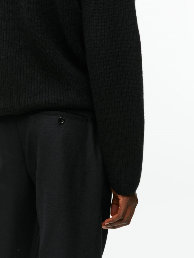 Pantaloni Arket Cropped Tapered Lână Barbati Negrii | Romania-VOJA86230