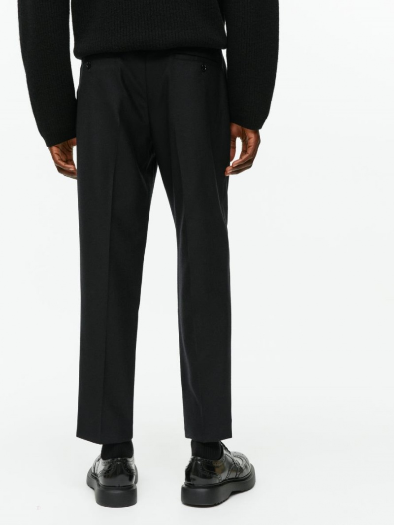Pantaloni Arket Cropped Tapered Lână Barbati Negrii | Romania-VOJA86230